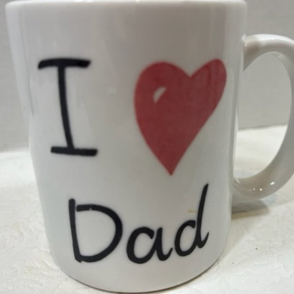 Vintage I ❤️ Dad Coffee Tea Mug Cup White Ceramic I Love Dad 9 Oz - Picture 2 of 7